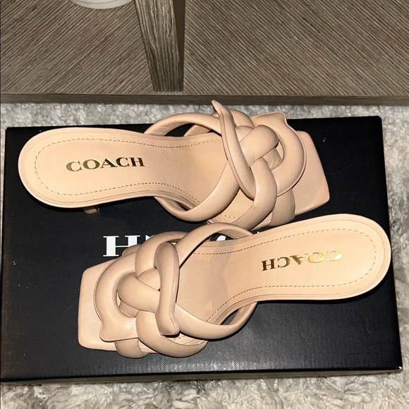 Coach Women's Cream Knot Mules - Picture 3 of 4